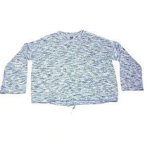 Aerie Top Womens Medium Blue Heather Crew Neck Waist Tie Long Sleeve Pullover